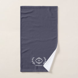Conjunto De Toalhas Monograma Inicial Moderno Elegante Tendência Azul