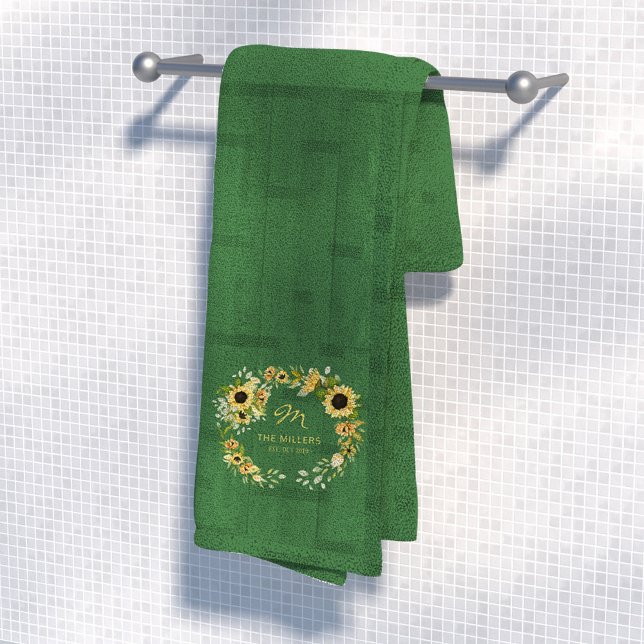 Conjunto De Toalhas Monograma inicial verde de fazenda moderna (Criador carregado)