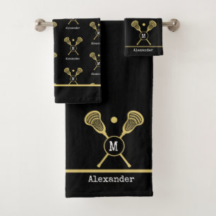 Conjunto De Toalhas Monograma Lacrosse Dourada Black