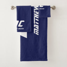 Conjunto De Toalhas Monograma Marinho Azul Esportes Simples Masculina