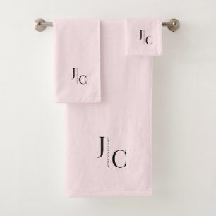 Conjunto De Toalhas Monograma minimalista moderno - Cor - de-rosa pinc