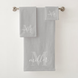 Conjunto De Toalhas Monograma Moderno de Nome de Família Personalizado