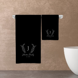 Conjunto De Toalhas Monograma monográfico elegante nome preto