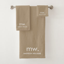 Conjunto De Toalhas Monograma Pastel Elegante Na moda moderno minimali