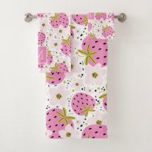 Monograma Personalizado de Morangos Rosa