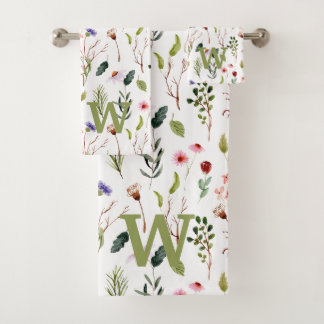 Conjunto De Toalhas Monograma Personalizado Floral Colorido Elegante