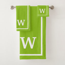Conjunto De Toalhas monograma personalizado moderno verde branco