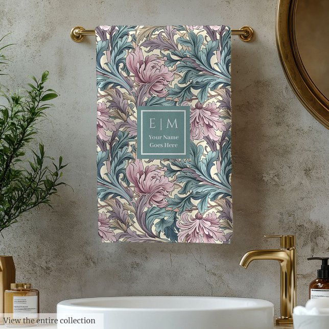 Conjunto De Toalhas Monograma Personalizado Morris Inspirou Bandeja (Custom Monogram Morris Inspired Bath Towel)