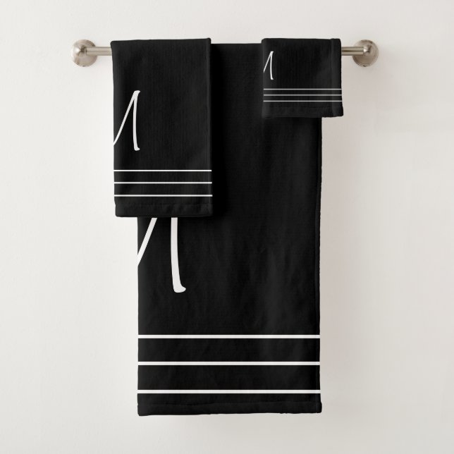 Conjunto De Toalhas Monograma preto e branco (Insitu)
