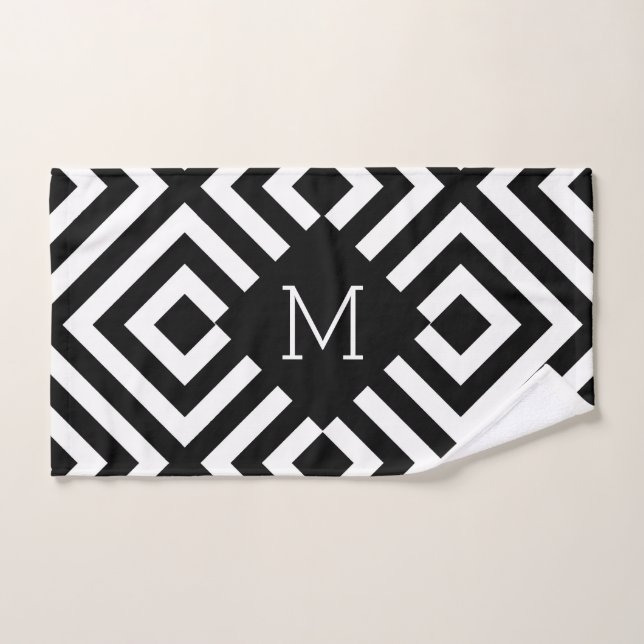 Conjunto De Toalhas Monograma preto e branco (Toalha de mão)
