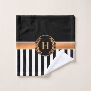 Conjunto De Toalhas Monograma preto e Ouro
