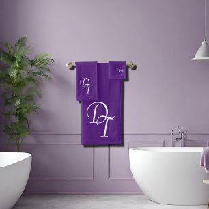 Conjunto De Toalhas Monograma - roxo real