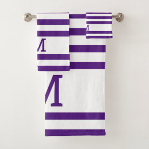 Conjunto De Toalhas Monograma Simples da Família Moderna, Roxo Estimu