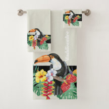 Monograma Tropical Nome Black Toucan Bathroom