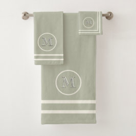 Conjunto De Toalhas Monograma Único Elegante Sereno Elegante Contempor