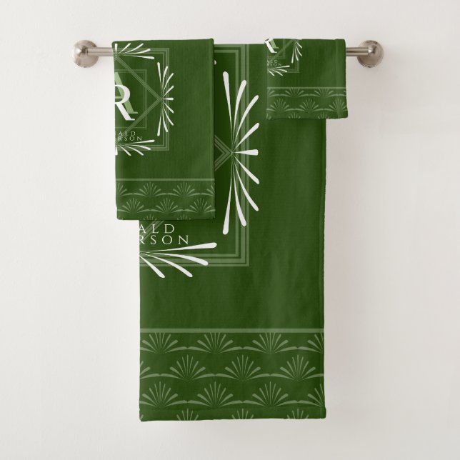 Conjunto De Toalhas Monograma Verde de na moda Frame (Insitu)