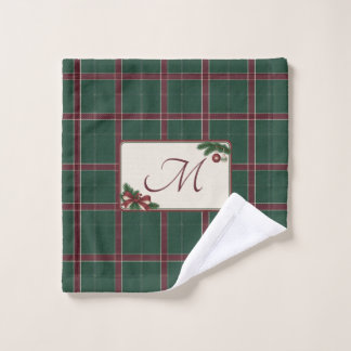 Conjunto De Toalhas Monograma Xadrez Verde Pinheiro Natal Heritage Vin