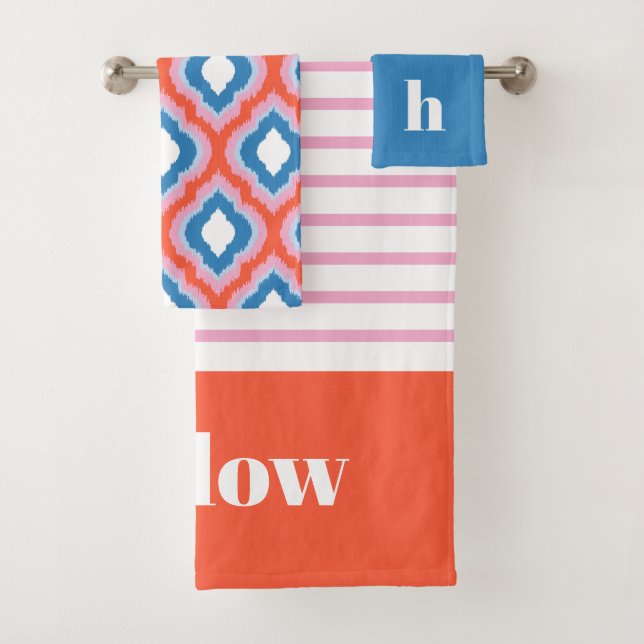 Conjunto de Toalhas Monogramadas Rosa Vermelho e A (Insitu)