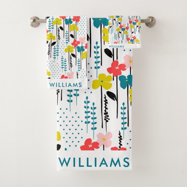 Conjunto De Toalhas Monogramas Flores Elegantes De Banho De Na moda (Insitu)