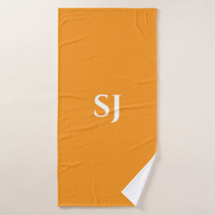 Conjunto De Toalhas Monogramas Laranja Amarelo Branco Na moda Decor