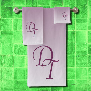 Conjunto De Toalhas Monogramas - magenta ombre preto