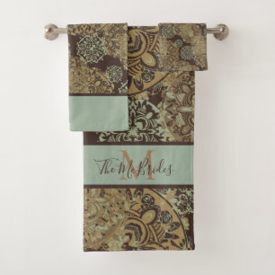 Conjunto De Toalhas Monogrammed Boho Moody Mandalas