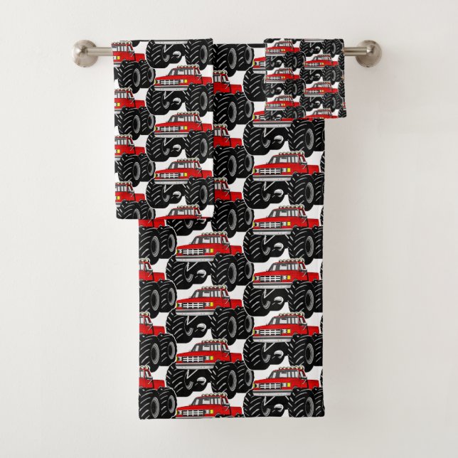 Conjunto De Toalhas Monster truck vermelho (Insitu)