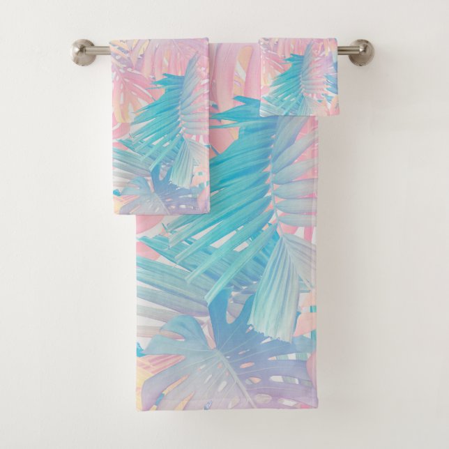 Conjunto De Toalhas Monstera Algodão Doce Palmeira Selva 1 (Insitu)
