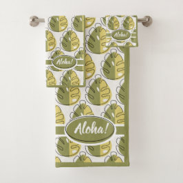 Conjunto De Toalhas Monstera Leaves - Green