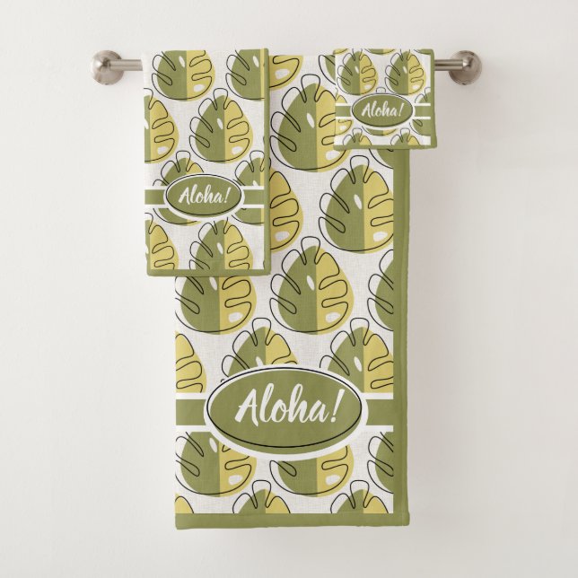 Conjunto De Toalhas Monstera Leaves - Green (Insitu)