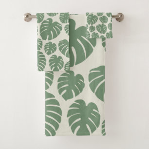 Conjunto De Toalhas Monstera - Verde