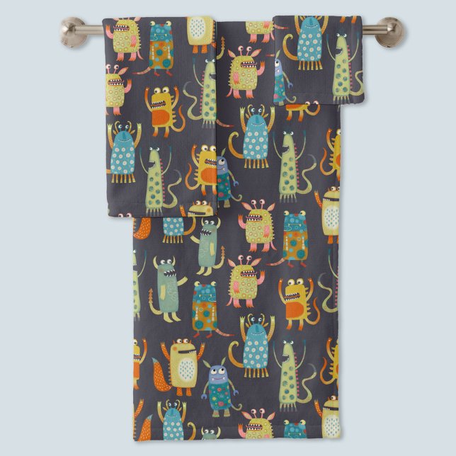 Conjunto De Toalhas Monstros Divertidos Bath Totoset (Fun monsters towel setr)