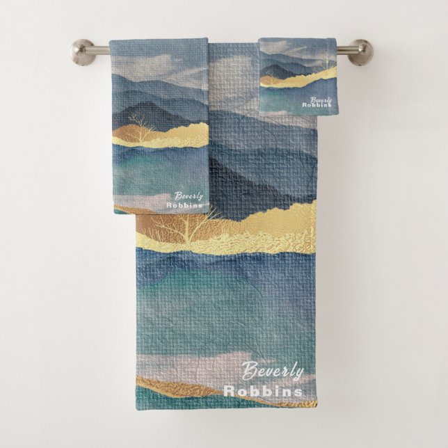 Conjunto De Toalhas Montanha ouro Personalizada (Insitu)