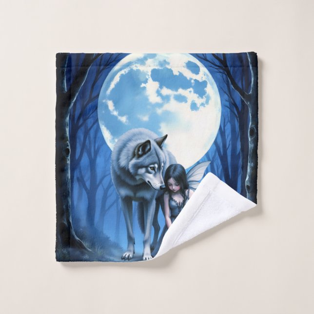Conjunto De Toalhas Moonlit Bond – The Wolf and the Gothic Fairy.   (Pano de lavar)
