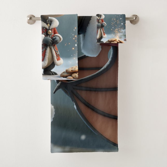 Conjunto De Toalhas Moonlit Cookie Bandit – The Grey Christmas Dragon. (Insitu)