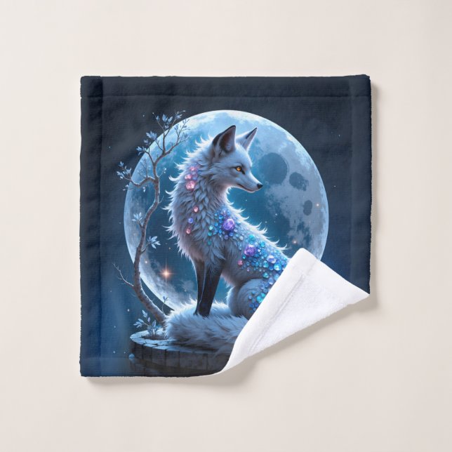 Conjunto De Toalhas Moonlit Crystal Fox – Guardian of Silent Dreams.  (Pano de lavar)