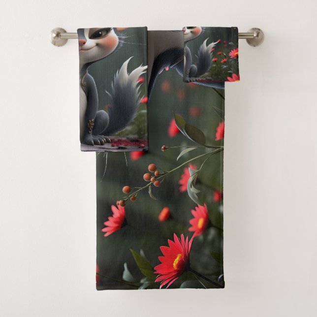 Conjunto De Toalhas Moonlit Mischief Forest Spirit of Crimson Bloom.  (Insitu)