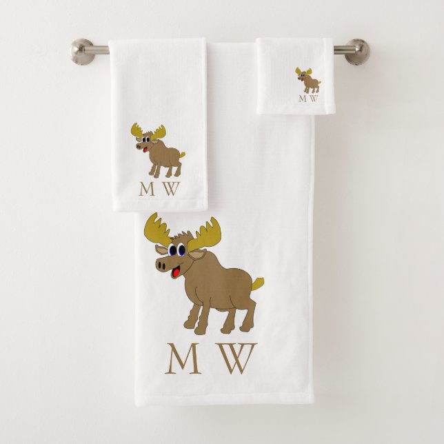 Conjunto De Toalhas Moose Design Monogramado (Insitu)