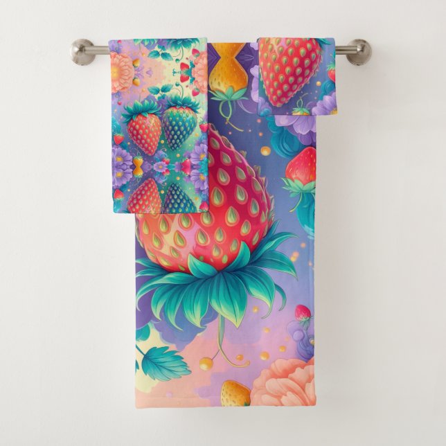 Conjunto De Toalhas Morango colorido (Insitu)