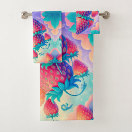 Conjunto De Toalhas Morango colorido