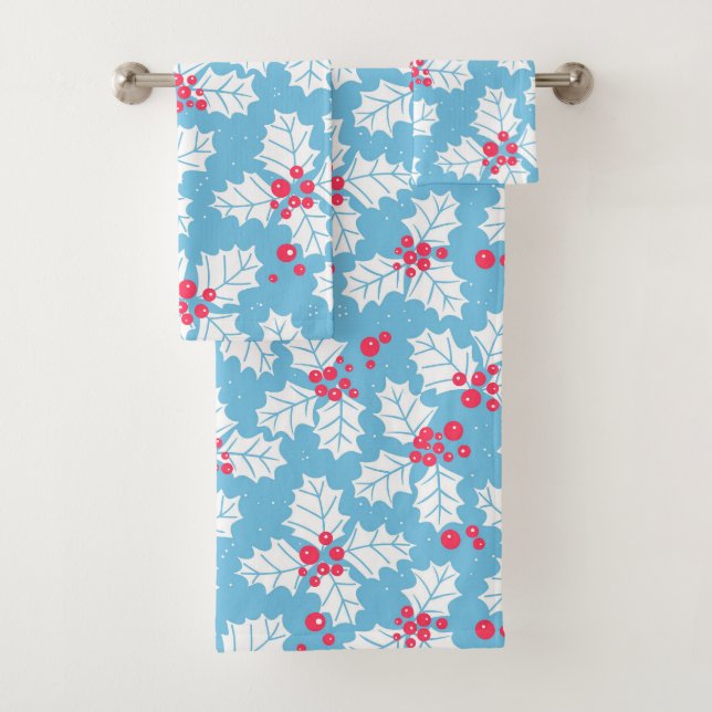 Conjunto De Toalhas Morango Holly em azul (Insitu)