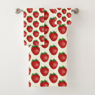 Conjunto De Toalhas Morango, Morangos Vermelhos, Fruta, Folha
