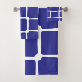 Conjunto De Toalhas Mosaico azul de quadrados irregulares