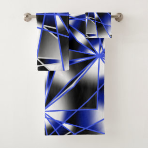 Conjunto De Toalhas Mosaico de Desenho Mecânico de Cor do Gradiente Az