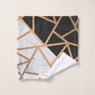 Conjunto De Toalhas Mosaico de mármore dourado preto & branco