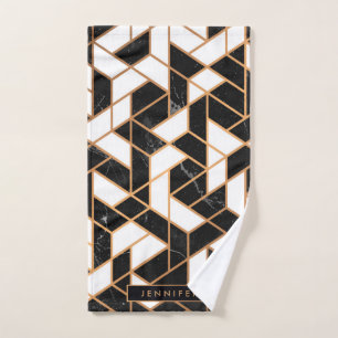 Conjunto De Toalhas Mosaico de mármore preto & branco