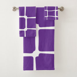Conjunto De Toalhas Mosaico de Quadrados Desiguais Roxos