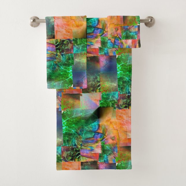 Conjunto De Toalhas Mosaico de texturas confusas com ilusão de descola (Insitu)