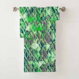 Conjunto De Toalhas Mosaico em triângulos esverdeados com tons gradien