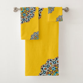 Conjunto De Toalhas Mosaico marroquino, Turquesa e Amarelo